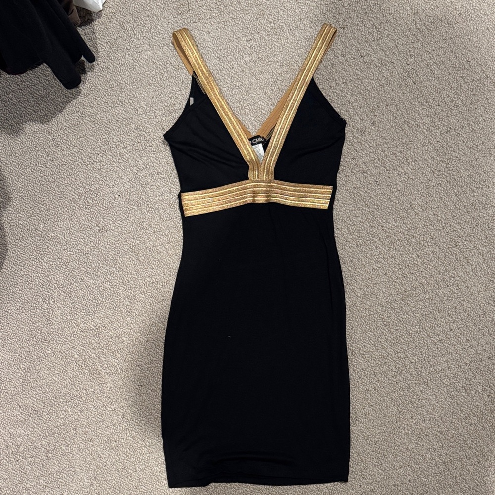 Elegant Black and Gold Women's Dress